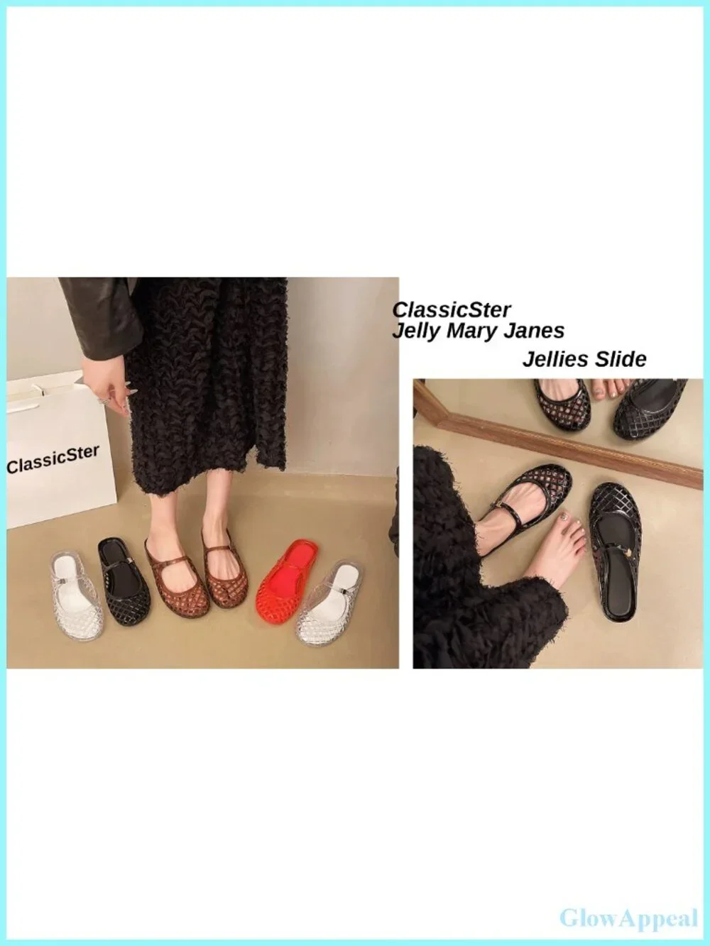 Women's Clear Jelly Mary Jane Flats Slingback Sandals Low Heel
